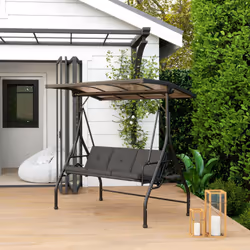 Outsunny 3 Seater Garden Swing Seat Bed, Convertible Swing Chair, Black