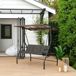 Outsunny 3 Seater Garden Swing Seat Bed, Convertible Swing Chair, Black
