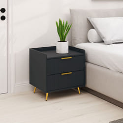 HOMCOM Bedside Table with 2 Drawers for Bedroom, Living Room, Black