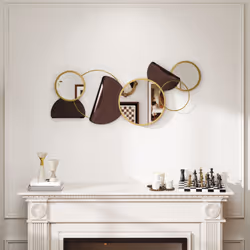 HOMCOM Metal Wall Art, Decorative Mirror Decor for Living Room, Gold Tone