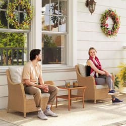 Outsunny 2 Pieces Rattan Garden Chairs, Cushioned Rattan Chairs, Beige
