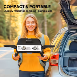 Outsunny Portable Tabletop Gas Barbecue Grill with Thermometer, Black