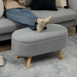 HOMCOM Ottoman Storage Bench for Hallway, Living Room, Charcoal Grey - Additional view 5