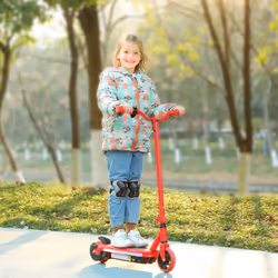 AIYAPLAY Electric Scooter for Ages 6-14 Years, with Colourful Lights, Red