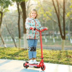 AIYAPLAY Electric Scooter for Ages 6-14 Years, with Colourful Lights, Red