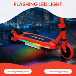 AIYAPLAY Electric Scooter for Ages 6-14 Years, with Colourful Lights, Red
