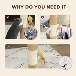 PawHut 47cm Tall Cat Scratching Post for Indoor Cats, with Sisal Rope, Brown - Additional view 4