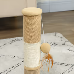 PawHut 47cm Tall Cat Scratching Post for Indoor Cats, with Sisal Rope, Brown - Additional view 5