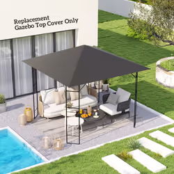 Outsunny 3 x 3(m) Gazebo Canopy Replacement Cover with Drain Holes, Grey