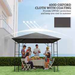 Outsunny 3 x 3(m) Gazebo Canopy Replacement Cover with Drain Holes, Grey - Additional view 4