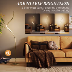 HOMCOM LED Floor Lamp, Standing Lamp with3 Adjustable Brightness Gold Tone - Additional view 8