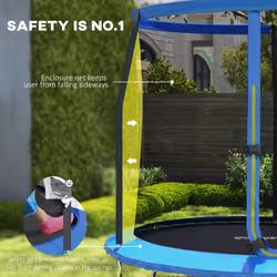 SPORTNOW 8ft Outdoor Trampoline with Safety Enclosure Net, Blue