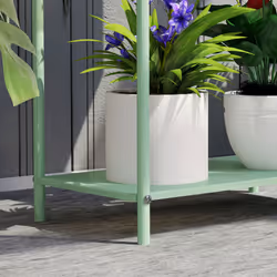 Outsunny 2 Tier Plant Stand, Metal Plant Rack with Drain Holes, Green - Additional view 7