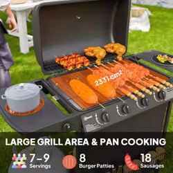 Outsunny 5 Burner Gas Barbecue Grill Portable Gas BBQ Grill with Lid, Black