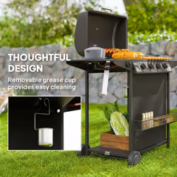 Outsunny 5 Burner Gas Barbecue Grill Portable Gas BBQ Grill with Lid, Black - Additional view 6