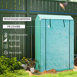 Outsunny 3 Tier Mini Greenhouse with PE Cover, Roll-Up Door, Green
