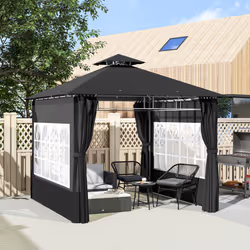 Outsunny 3 x 3 m Garden Gazebo, Outdoor Gazebo Canopy Shelter, Black