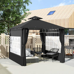 Outsunny 3 x 3 m Garden Gazebo, Outdoor Gazebo Canopy Shelter, Black