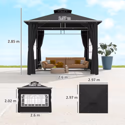 Outsunny 3 x 3 m Garden Gazebo, Outdoor Gazebo Canopy Shelter, Black
