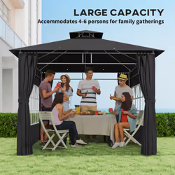 Outsunny 3 x 3 m Garden Gazebo, Outdoor Gazebo Canopy Shelter, Black
