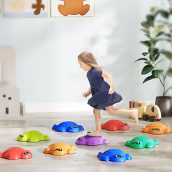 AIYAPLAY 9-Piece Kids Stepping Stones, Turtle-Shaped Stackable River Stone