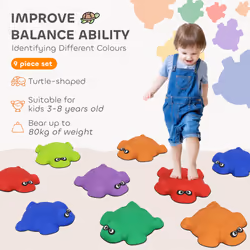 AIYAPLAY 9-Piece Kids Stepping Stones, Turtle-Shaped Stackable River Stone