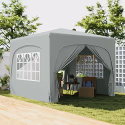 Outsunny 3 x 3(m) UPF50+ Pop Up Gazebo with Sides and Carry Bag, Light Grey