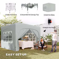 Outsunny 3 x 3(m) UPF50+ Pop Up Gazebo with Sides and Carry Bag, Light Grey