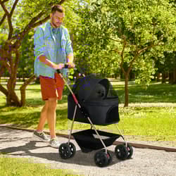 PawHut 3-in-1 Pet stroller with Detachable Carrier for Mini Dogs, Black