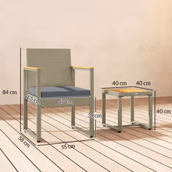 Outsunny 3-Piece Rattan Bistro Set with Acacia Wood Table, Grey