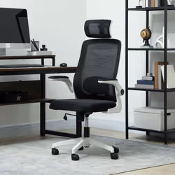 HOMCOM Executive Mesh Office Chair with Headrest, Lumbar Support, Black