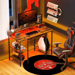 HOMCOM Gaming Desk with Monitor Stand and Sliding Keyboard Tray Rustic Brown