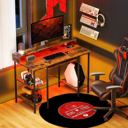 HOMCOM Gaming Desk with Monitor Stand and Sliding Keyboard Tray Rustic Brown