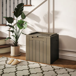 HOMCOM 107 L Plastic Storage Chest with Lock Hole and Handles Dark Brown