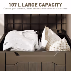 HOMCOM 107 L Plastic Storage Chest with Lock Hole and Handles Dark Brown