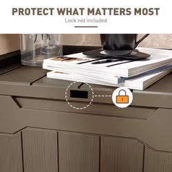 HOMCOM 107 L Plastic Storage Chest with Lock Hole and Handles Dark Brown