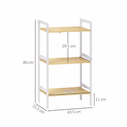 HOMCOM 3-Tier Bamboo Bathroom Storage Shelf with Adjustable Rack, White