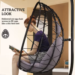 Outsunny Garden Egg Chair Outdoor Hanging Swing Chair, Folding Basket, Grey - Additional view 6