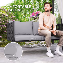 Outsunny 4 Piece Garden Furniture Set with Cushions for Patio, Light Grey - Additional view 4