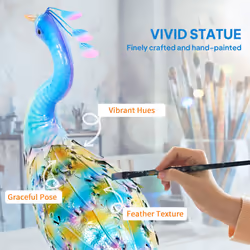 Outsunny Peacock Garden Statue, Metal Garden Gift with Stakes, Multi-Colour