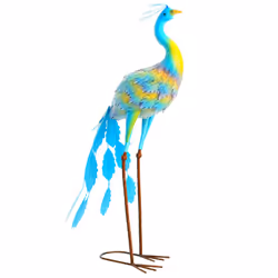 Outsunny Peacock Garden Statue, Metal Garden Gift with Stakes, Multi-Colour - Additional view 8