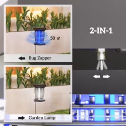 Outsunny 2-in-1 Electric Fly Zapper with UVA Light, Hanging Garden Lantern