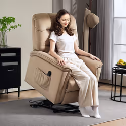 HOMCOM Power Lift Recliner Chair for Elderly w/ Remote Control, Champagne