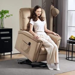 HOMCOM Power Lift Recliner Chair for Elderly w/ Remote Control, Champagne