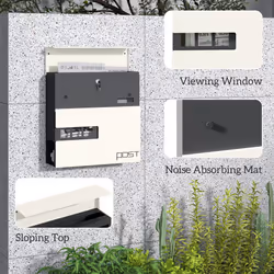 HOMCOM Wall Mounted Post Box, Weatherproof Letterbox with Lock, White