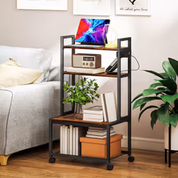 HOMCOM 4-Tier Mobile Printer Stand with Power Outlets for Home Office