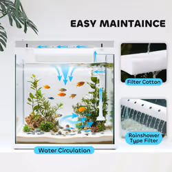 PawHut 14L Small Fish Tank with Filter System, LED Lights, Water Pump, White