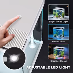PawHut 14L Small Fish Tank with Filter System, LED Lights, Water Pump, White - Additional view 4
