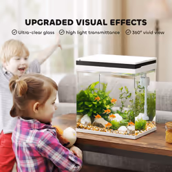 PawHut 14L Small Fish Tank with Filter System, LED Lights, Water Pump, White - Additional view 5