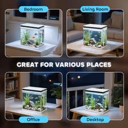 PawHut 14L Small Fish Tank with Filter System, LED Lights, Water Pump, White - Additional view 6